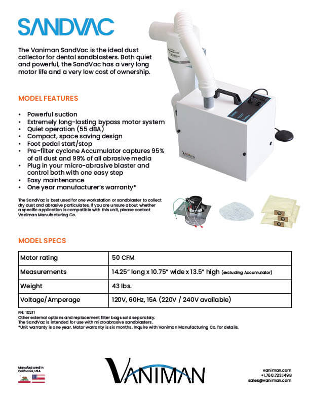 [Vaniman] SandVac (Dental Dust Collector) – 10211