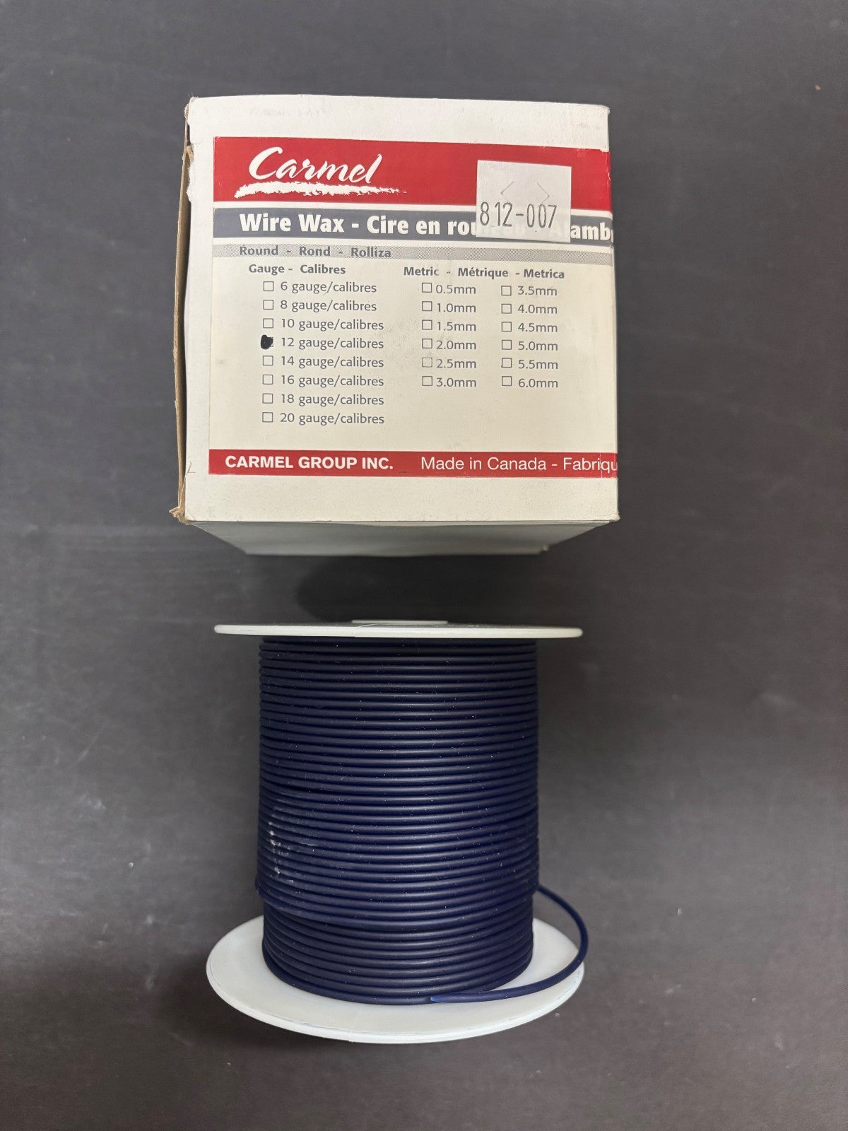 [Carmel] Round Wire Spool Wax # 12, #14 gauge 1/2 pound Blue