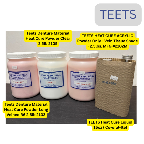 [CO-ORAL-ITE Dental TEETS] Heat Cure Long Veined R6, Vein Tissue Shade, Clear Powder 2.5lb, Liquid 16