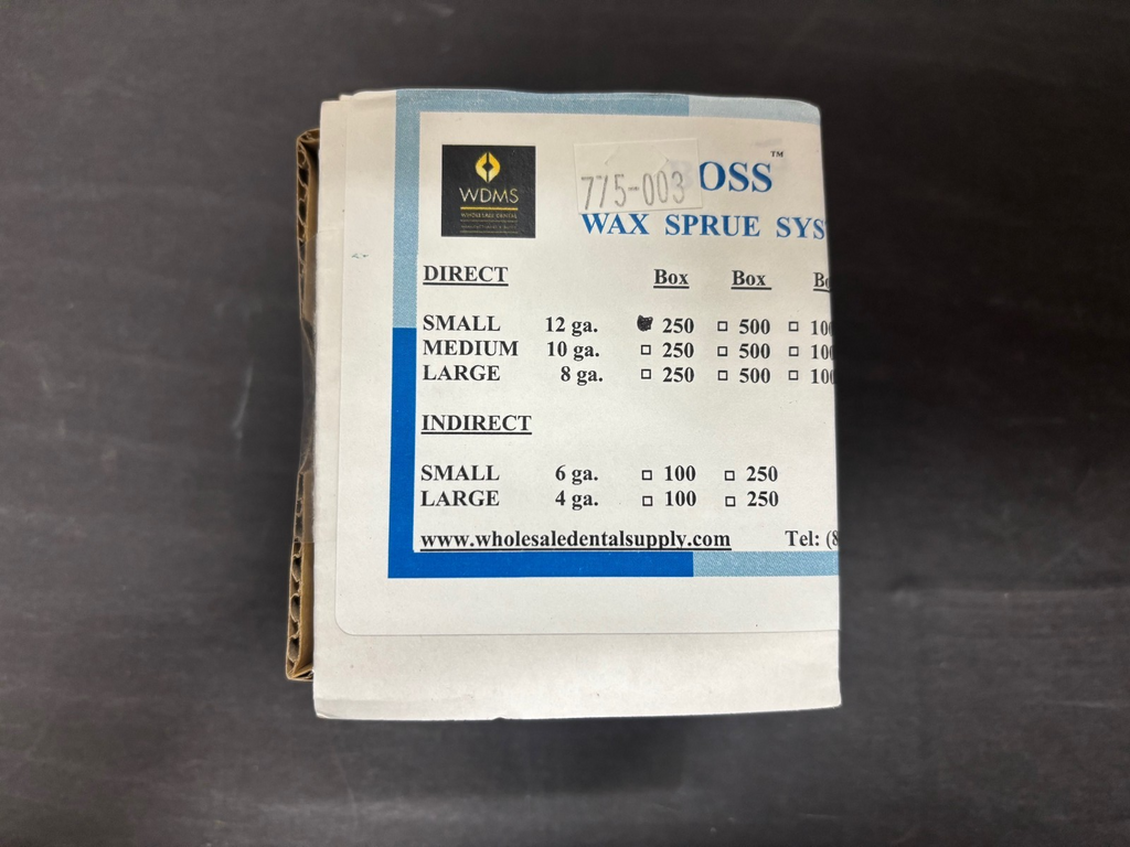 [WDMS] Boss Wax Direct Sprues small 8 ga, medium 10 ga, large 12 ga 250/Box