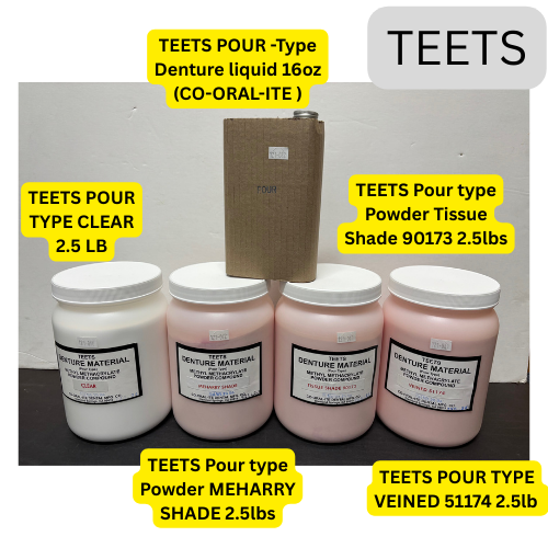 [CO-ORAL-ITE Dental TEETS] Pour Type Tissue Shade 90173, Meharry, Veined 5174, Clear Powder, Liquid