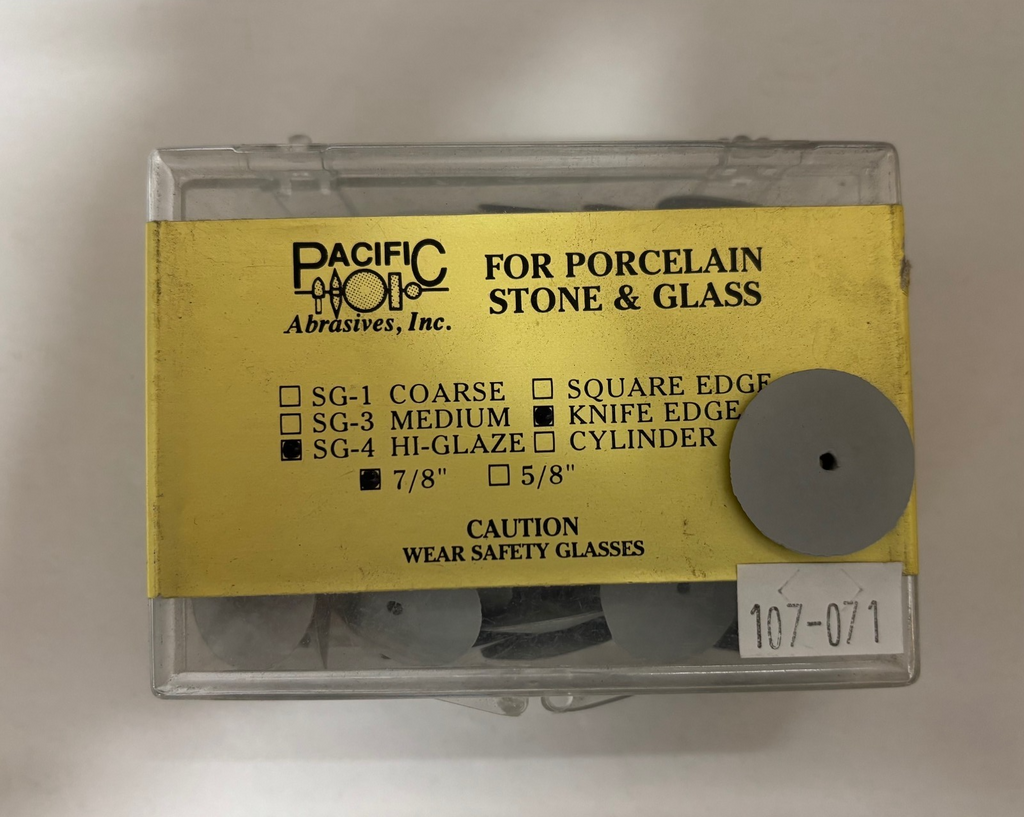 [ Pacific Abrasives ] Porcelain Silicone SG-4 KNIFE EDGE HIGH-GLAZE 7/8" 100/bx