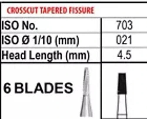 [Pac Dentl] Carbide Bur FG 701L, 702, 703 Friction Grip 10/pk