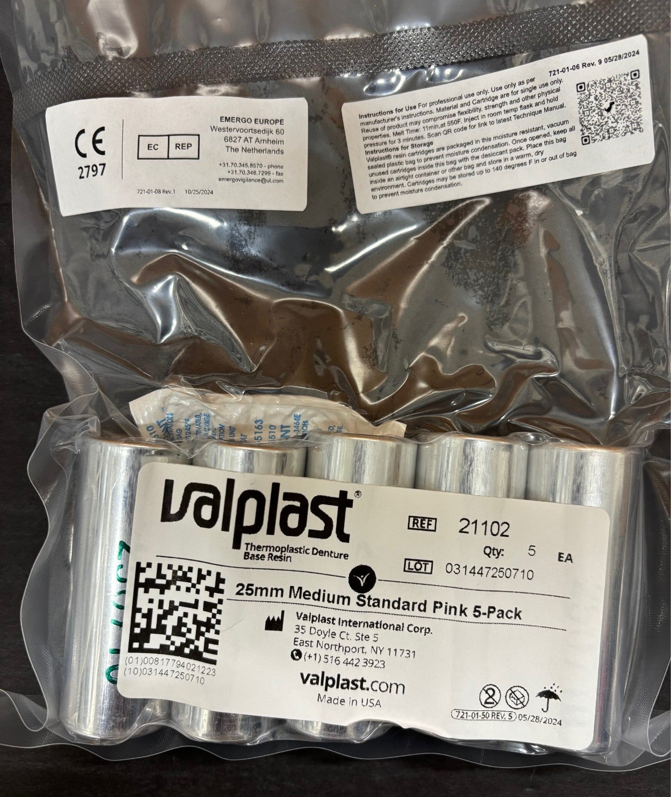 [ Valplast ] 25mm Small, Medium, Large Standard Pink 5-Pack