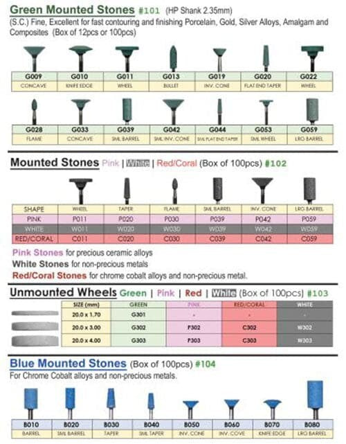 [Besqual] Green HP Mounted Grinding Stone G0~, 100/Pk.
