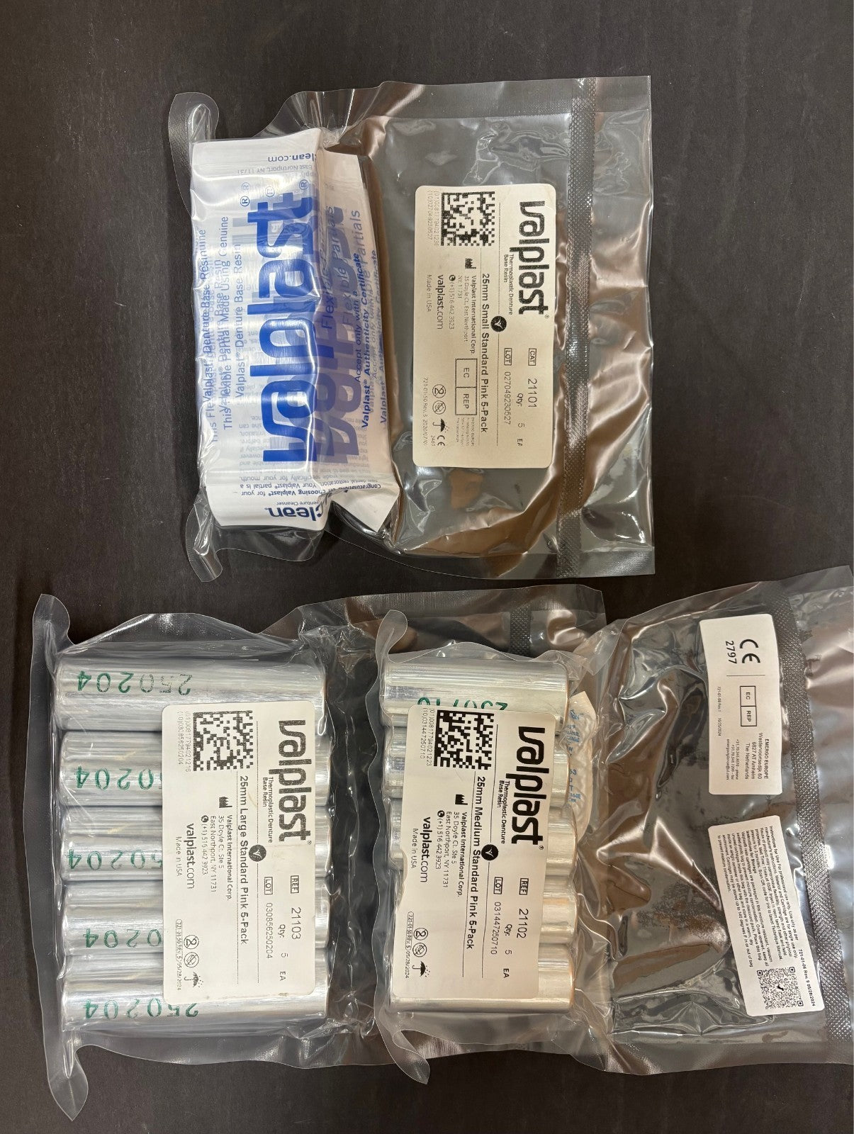 [ Valplast ] 25mm Small, Medium, Large Standard Pink 5-Pack