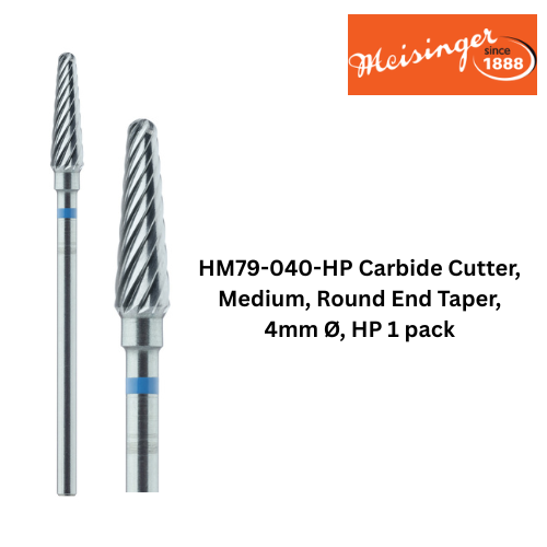 [Meisinger] HM79-040-HP Carbide Cutter, Medium, Round End Taper, 4mm Ø, HP 1 pack