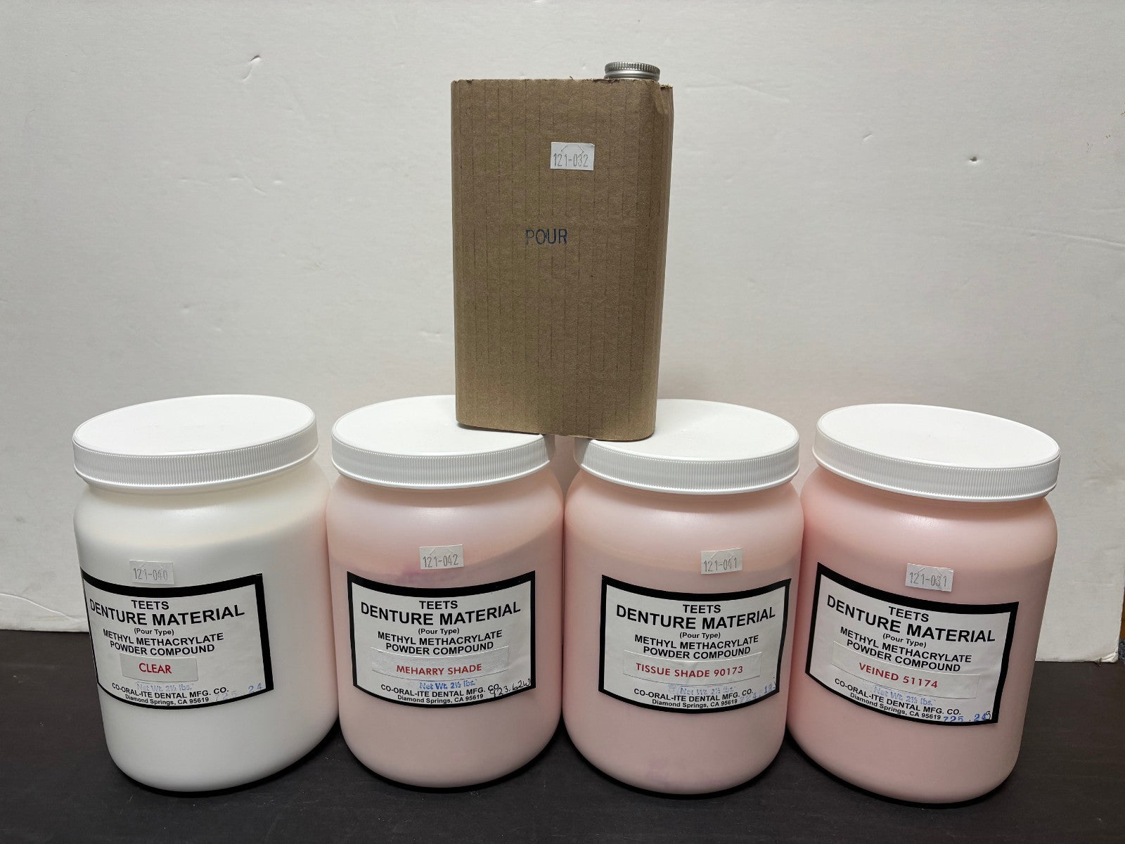 [CO-ORAL-ITE Dental TEETS] Pour Type Tissue Shade 90173, Meharry, Veined 5174, Clear Powder, Liquid