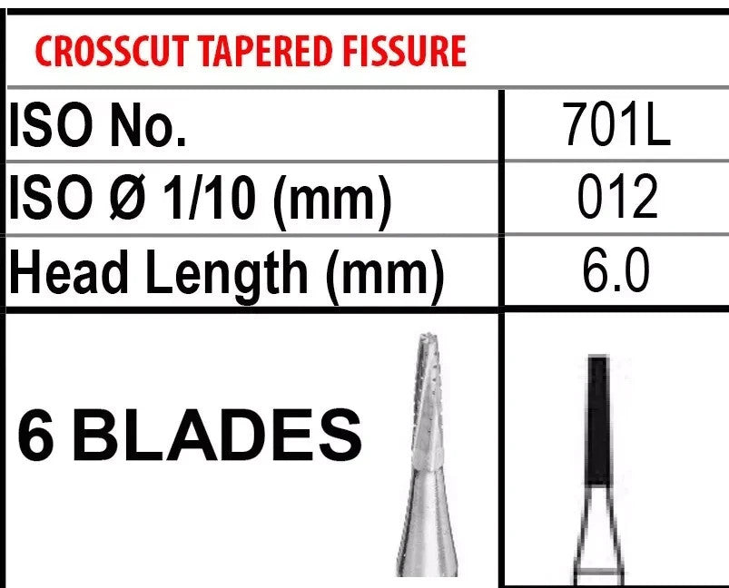 [Pac Dentl] Carbide Bur FG 701L, 702, 703 Friction Grip 10/pk