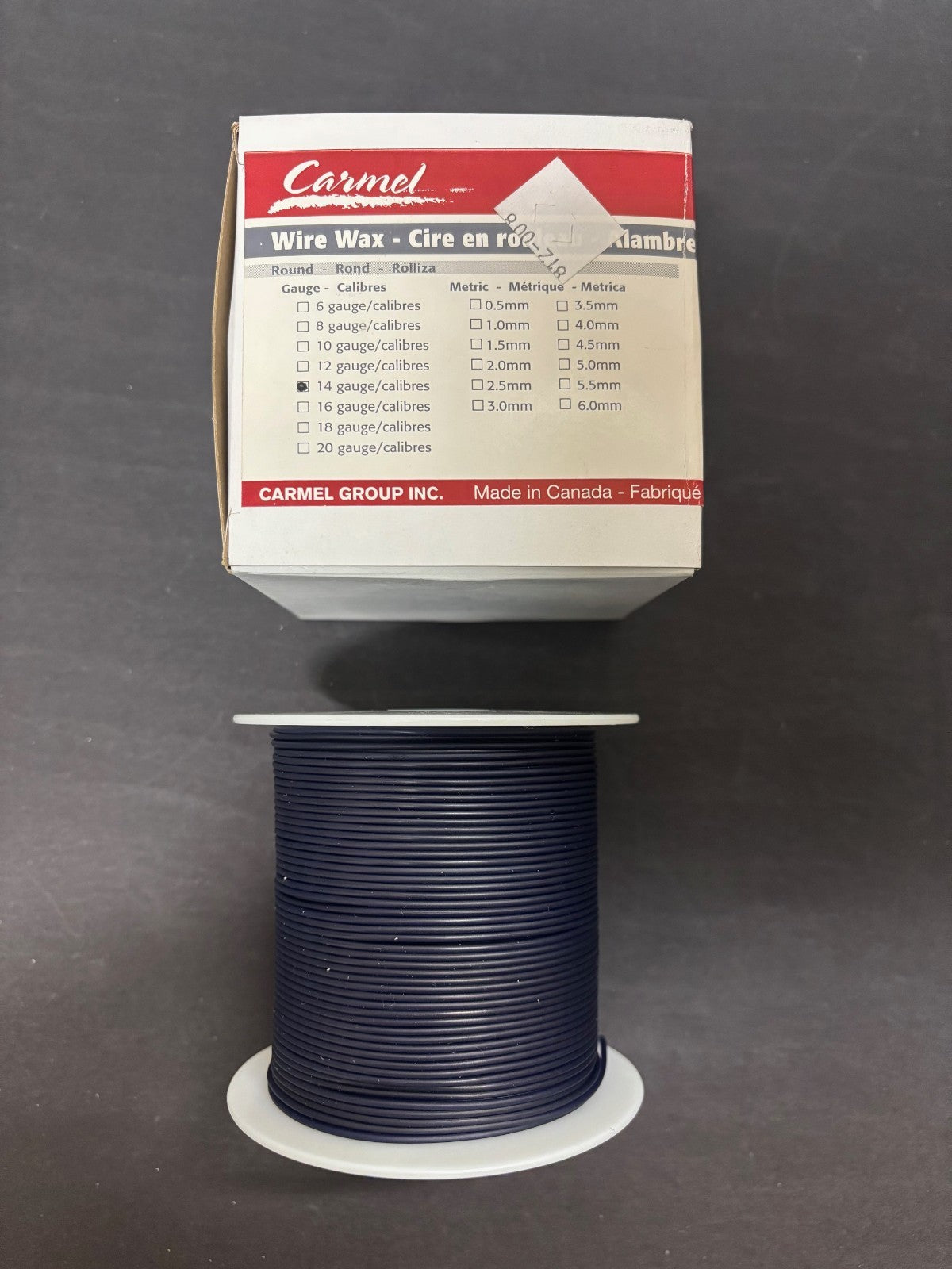[Carmel] Round Wire Spool Wax # 12, #14 gauge 1/2 pound Blue