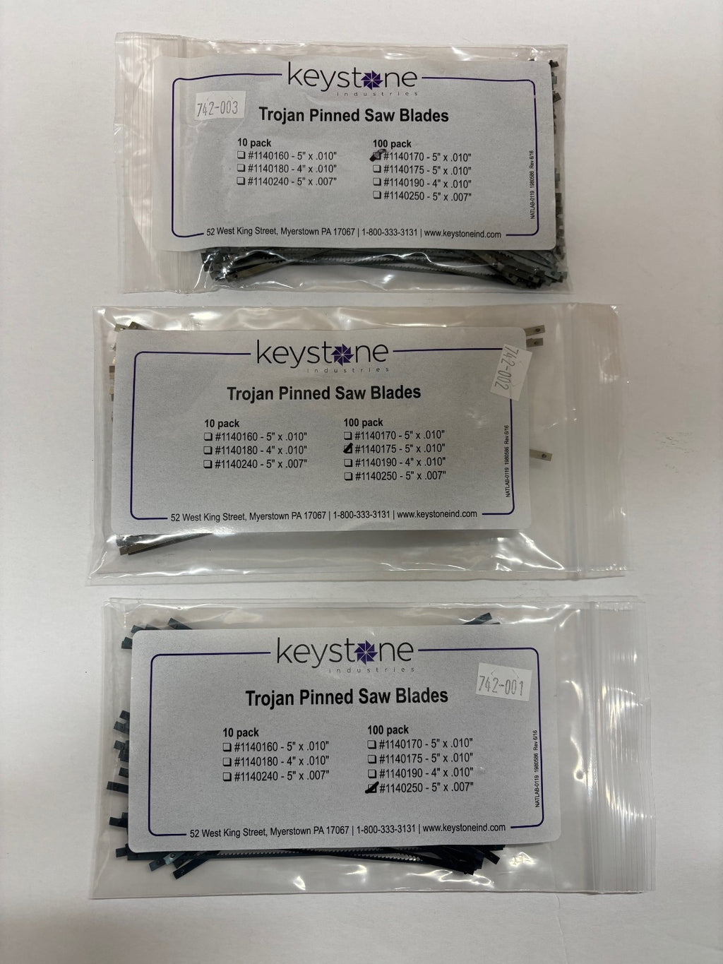 [Keystone] Trojan Pinned Saw Blades 100/pk #1140170, #1140175, #1140250