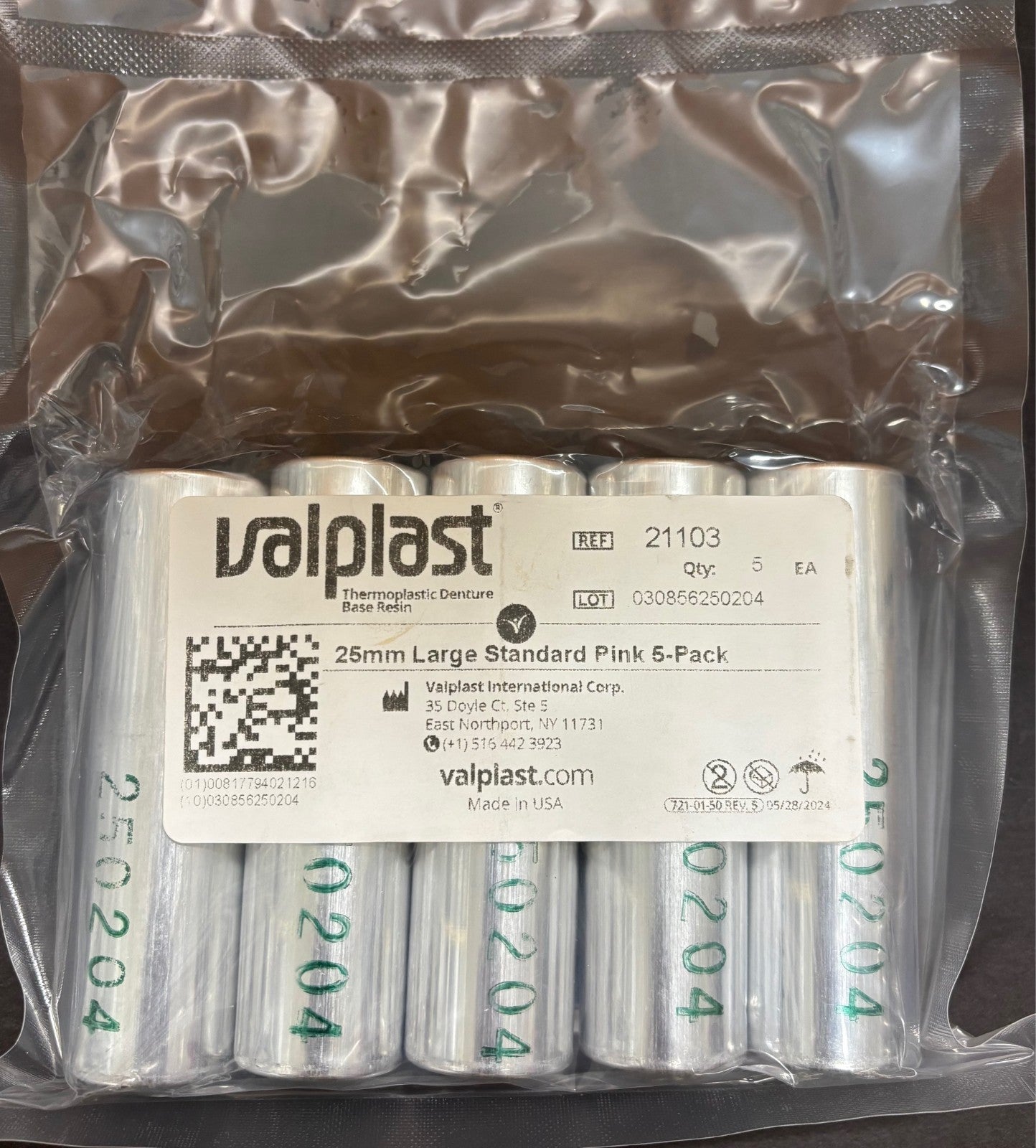 [ Valplast ] 25mm Small, Medium, Large Standard Pink 5-Pack