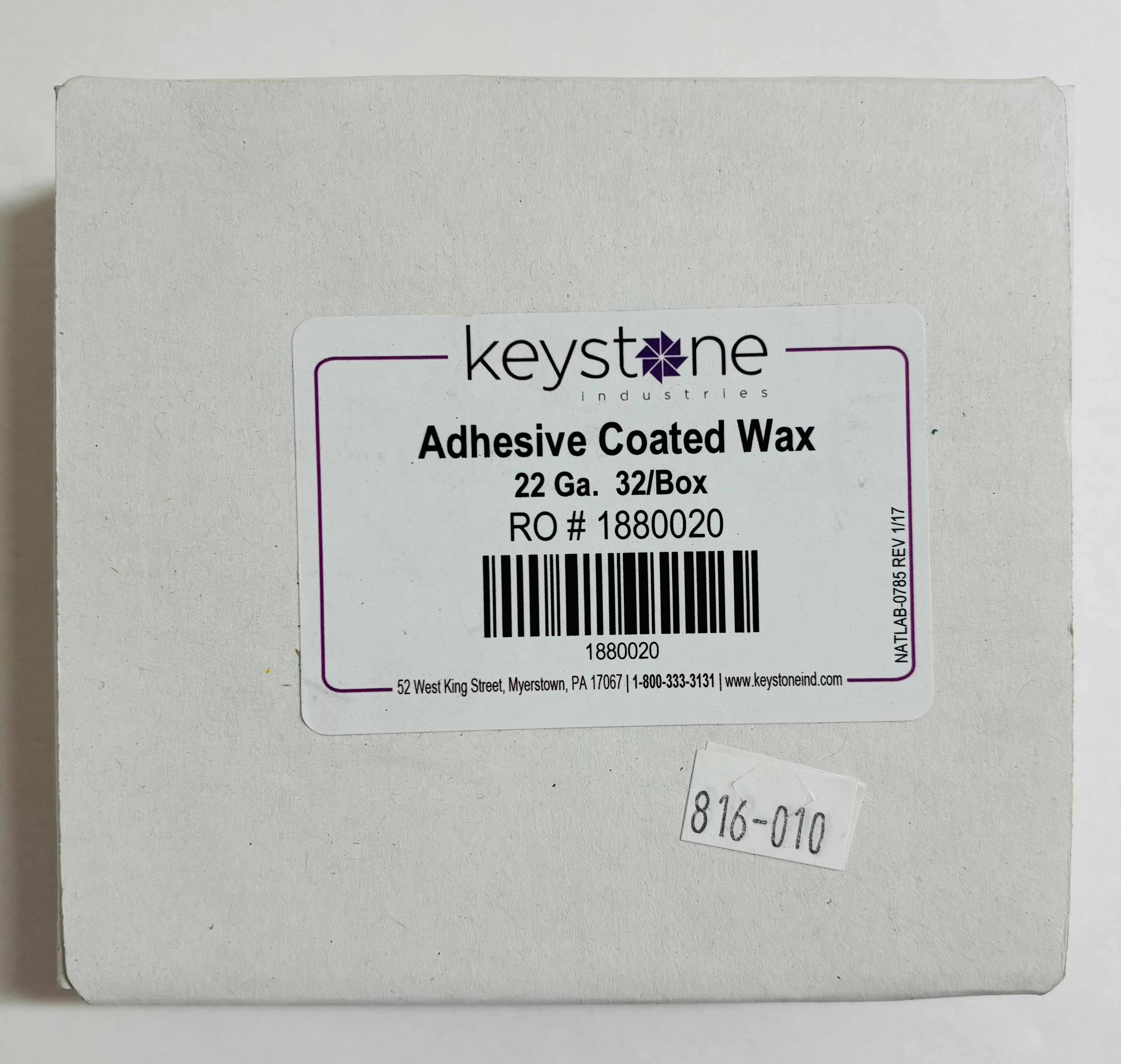[Keystone] Adhesive-Coated Pressure Sensitive Wax (22, 24, 26 Ga.) 32/BOX