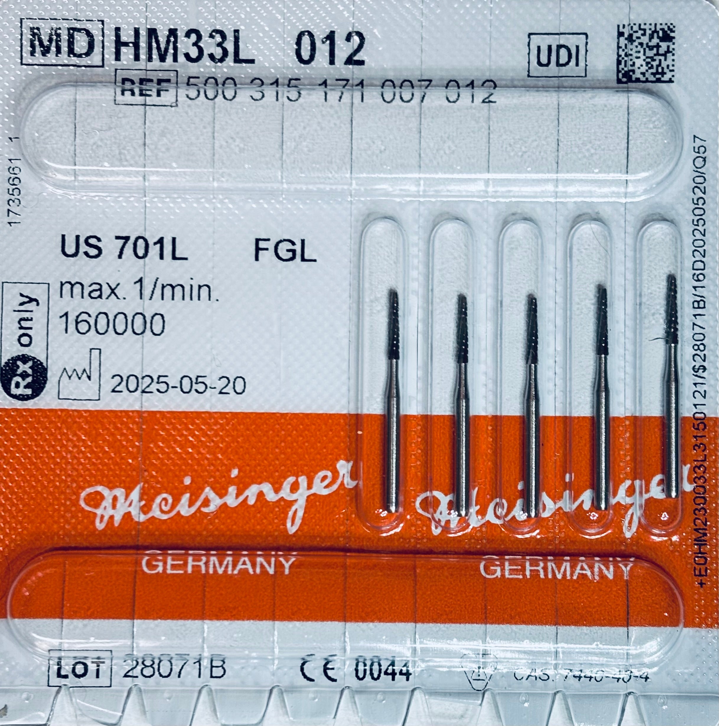 [Meisinger] FG & FGL Bur (HM33 - [MD] 699, 700, 701, 702, 703), HM33L -[MD] 699L, [MD] 700L, [MD] 701L) - 5/PK