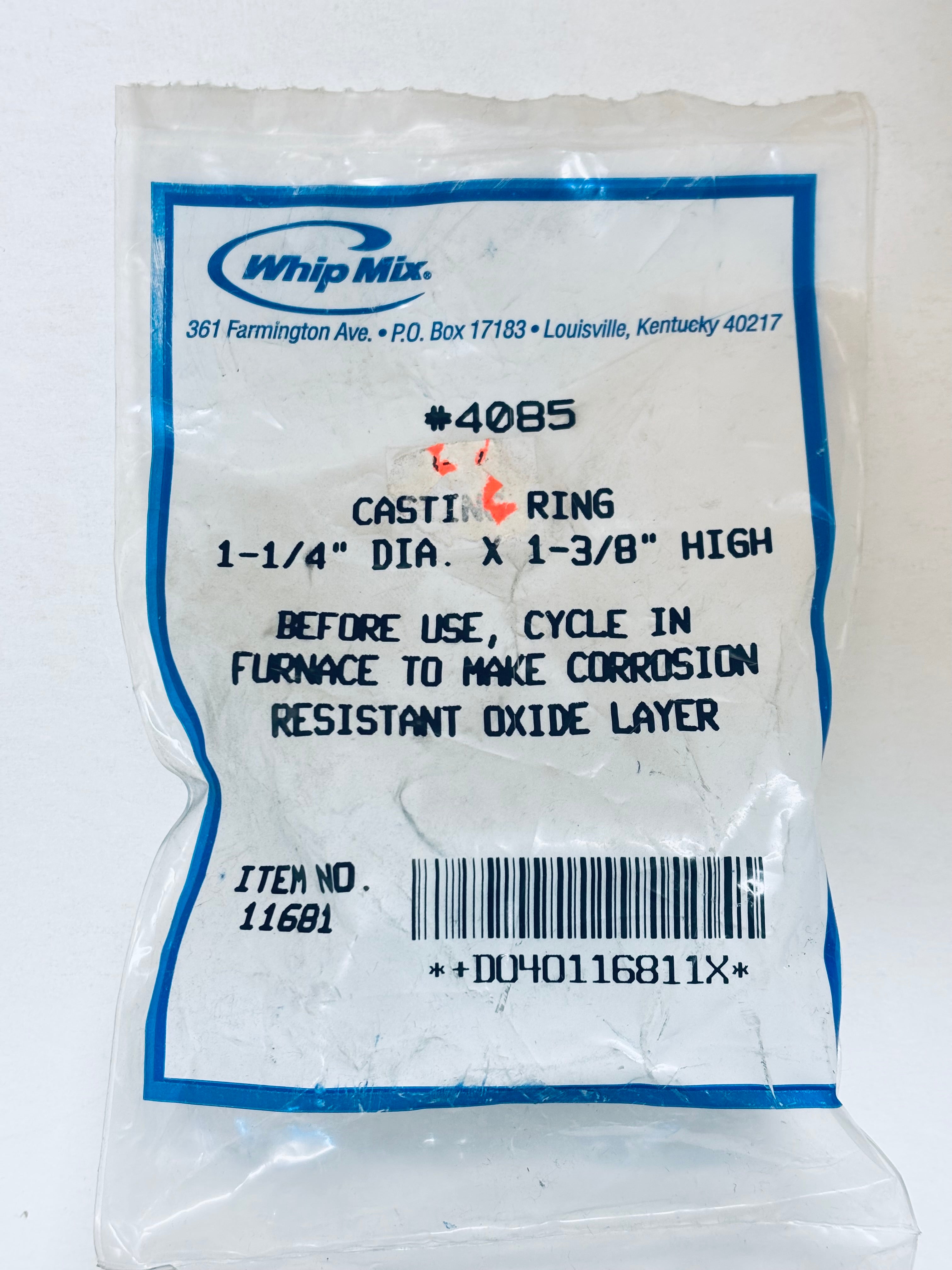 [WHIP MIX] #4085, #4086, #4087, #4214,#4391 Casting Ring& Crucible former 2-1/2",2",1-1/2"