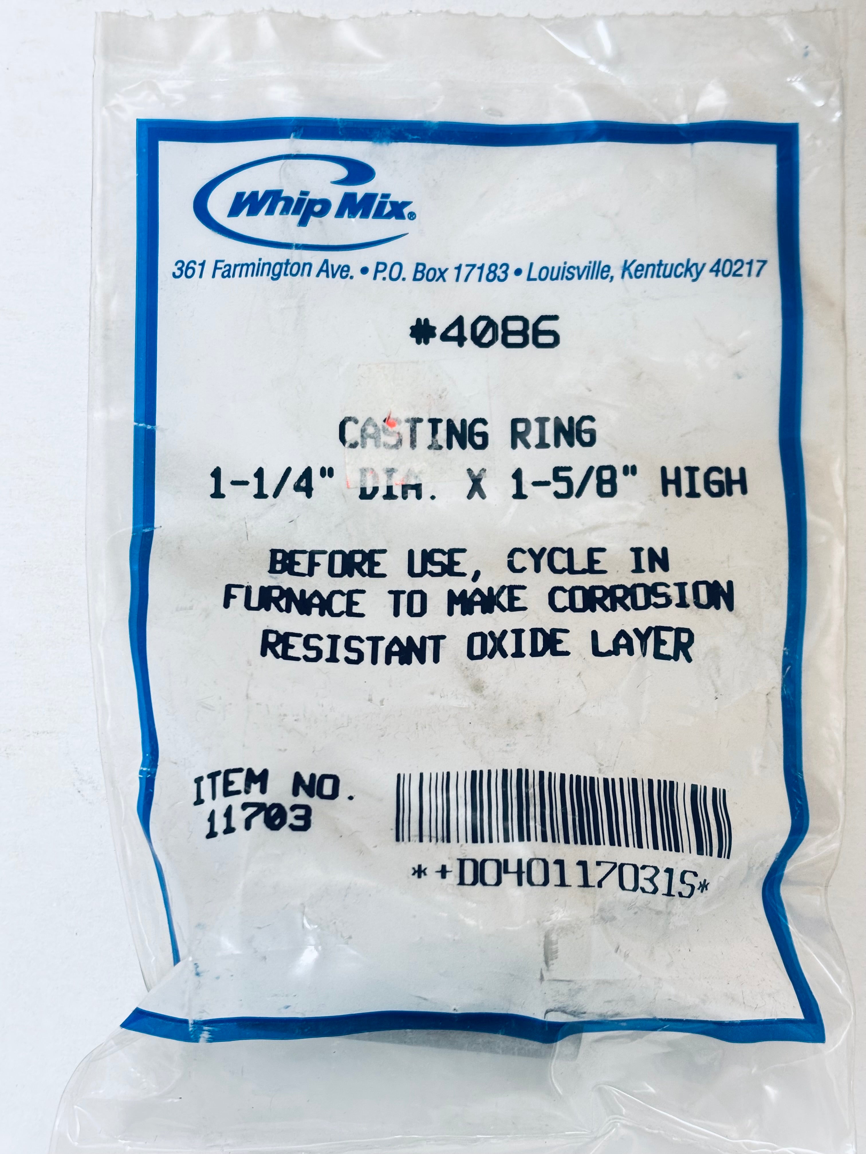 [WHIP MIX] #4085, #4086, #4087, #4214,#4391 Casting Ring& Crucible former 2-1/2",2",1-1/2"