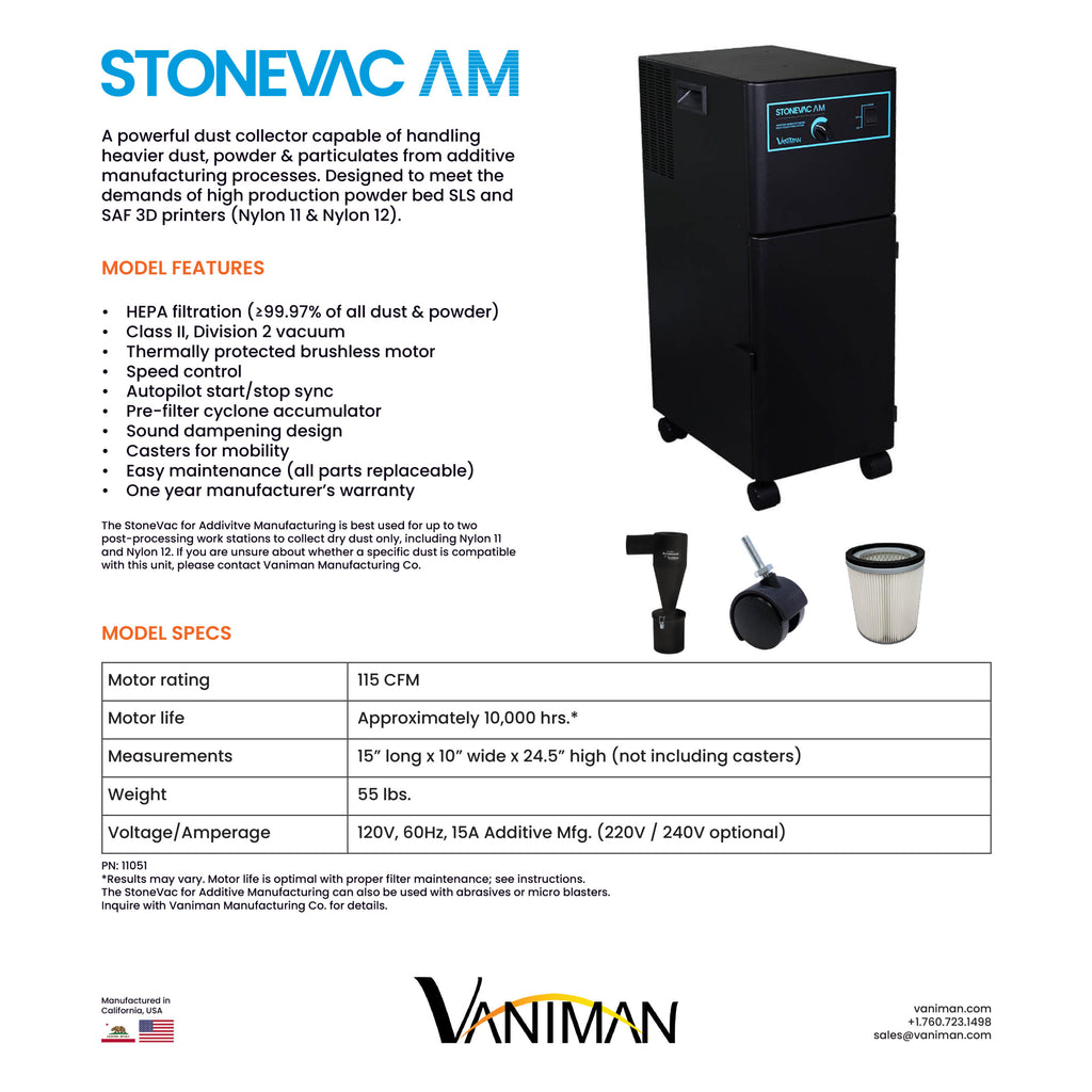 [Vaniman] StoneVac AM – SLS 3D Printing Vacuum & Powder Recovery – 11051 (Dust Collectors Special Application)