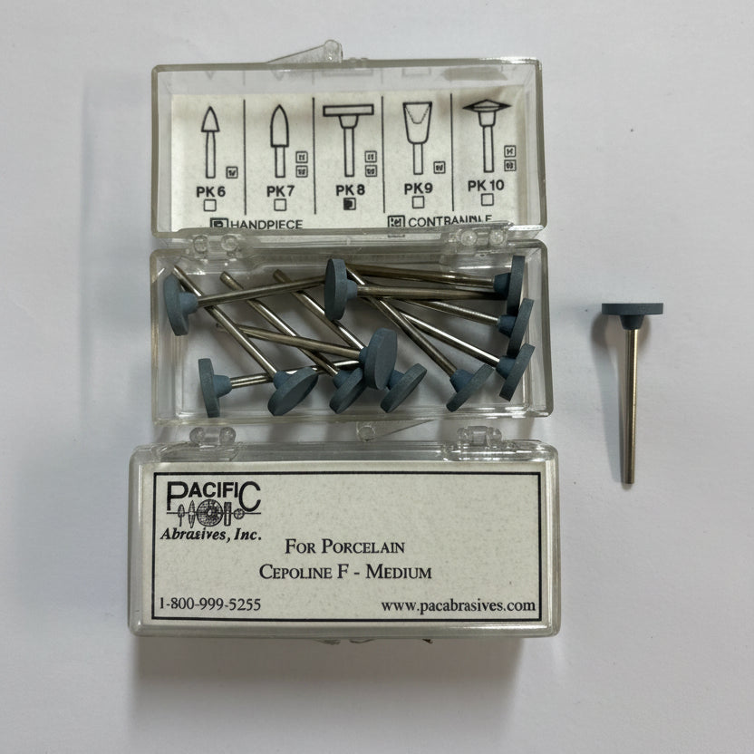 [Pacific Abrasive] Porcelain Silicone Polisher Cepoline F - Medium PK8 Handpiece (12/box)