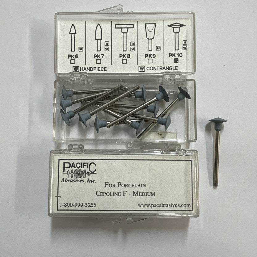 [Pacific Abrasive] Porcelain Silicone Polisher Cepoline F - Medium PK-10H Handpiece (12/box)