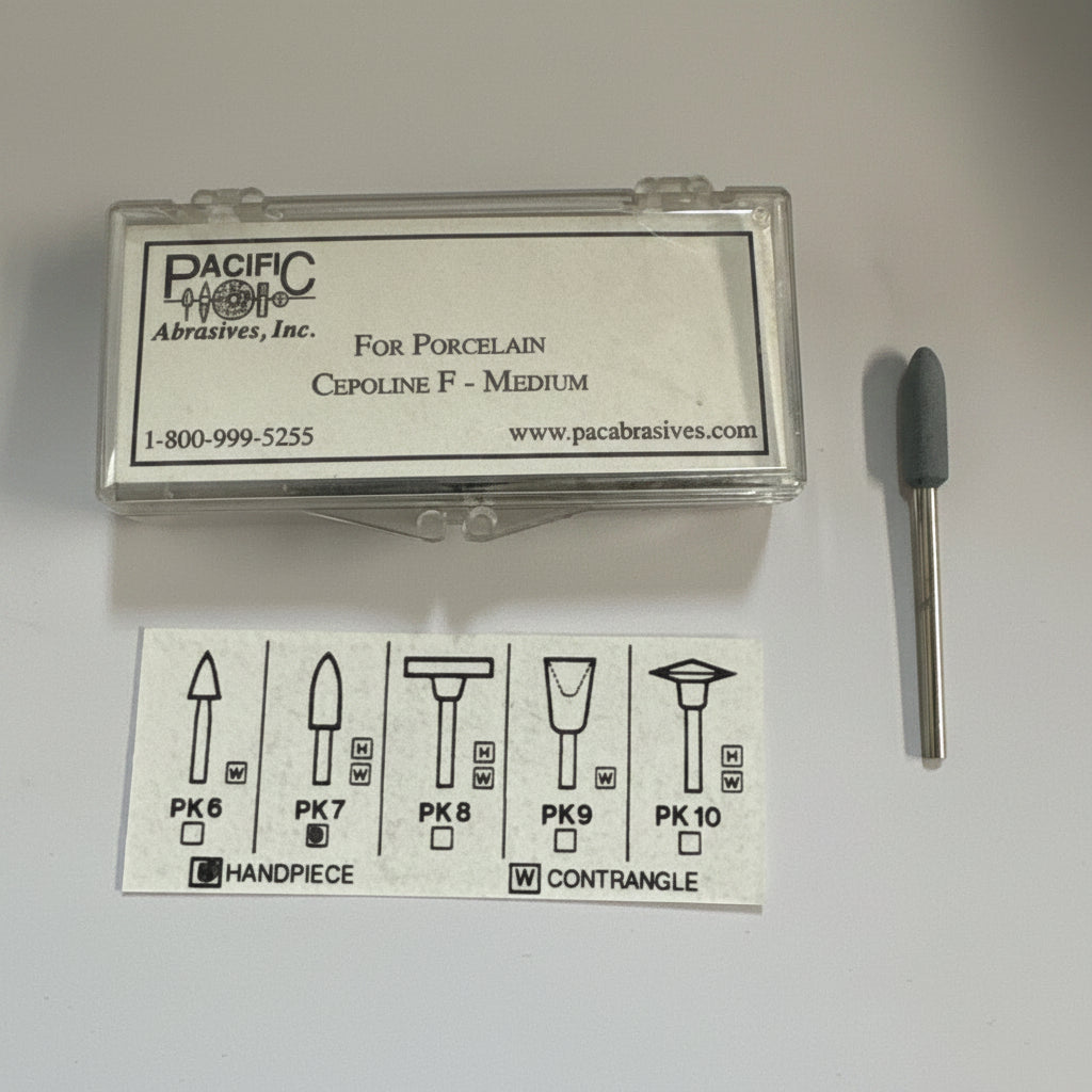 [Pacific Abrasive] Porcelain Silicone Polisher Cepoline F - Medium PK-7W Handpiece (12/box)
